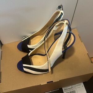 Beautiful black white blue heels!